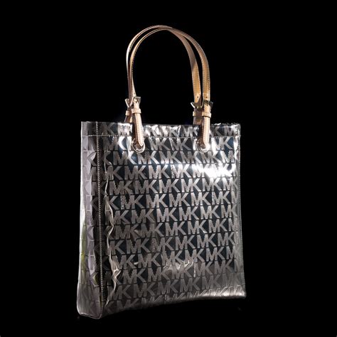 michael kors north south logo tote metallic nickel|Signature Mirror Metallic North South Tote // Nickel .